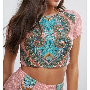 ASOS Missguided Baroque Print Crop T-Shirt